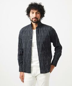 MICHEL KLEIN HOMME / ミッシェルクランオム シャツ・ブラウス | ストライプタックスタンドカラー長袖シャツ