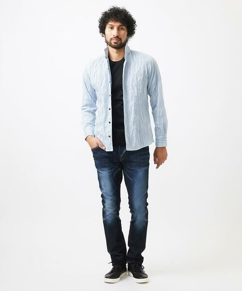 MICHEL KLEIN HOMME / ミッシェルクランオム シャツ・ブラウス | ストライプタックスタンドカラー長袖シャツ | 詳細1