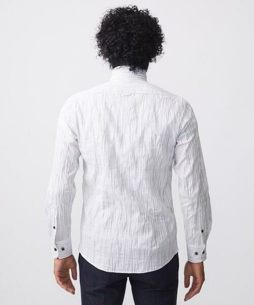 MICHEL KLEIN HOMME / ミッシェルクランオム シャツ・ブラウス | ストライプタックスタンドカラー長袖シャツ | 詳細10