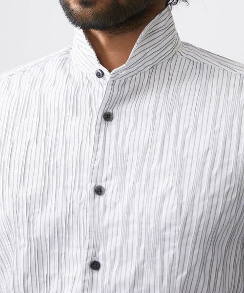 MICHEL KLEIN HOMME / ミッシェルクランオム シャツ・ブラウス | ストライプタックスタンドカラー長袖シャツ | 詳細11