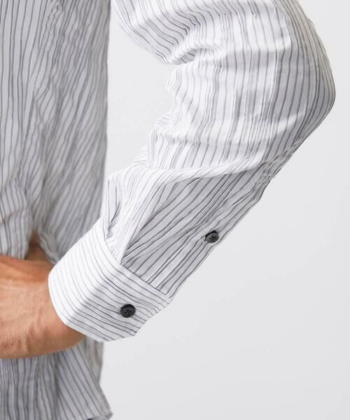 MICHEL KLEIN HOMME / ミッシェルクランオム シャツ・ブラウス | ストライプタックスタンドカラー長袖シャツ | 詳細12