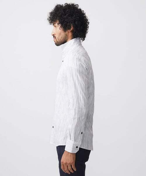MICHEL KLEIN HOMME / ミッシェルクランオム シャツ・ブラウス | ストライプタックスタンドカラー長袖シャツ | 詳細9