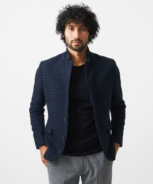 MICHEL KLEIN HOMME / ミッシェルクランオム テーラードジャケット | 編みチェック柄コンバーチブルジャケット | 詳細1
