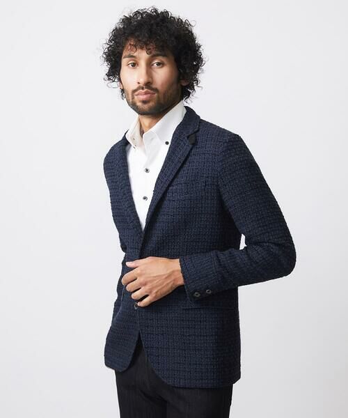 MICHEL KLEIN HOMME / ミッシェルクランオム テーラードジャケット | 編みチェック柄コンバーチブルジャケット | 詳細3