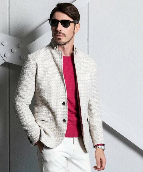 MICHEL KLEIN HOMME / ミッシェルクランオム テーラードジャケット | 編みチェック柄コンバーチブルジャケット | 詳細17