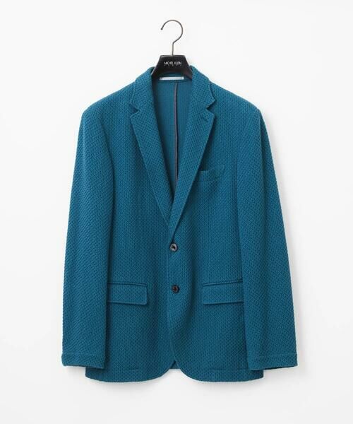 MICHEL KLEIN HOMME/ミッシェルクランオム ニット編みテーラードジャケット カーキ L MICHEL KLEIN HOMME/ミッシェルクランオム ニット編みテーラードジャケット カーキ L