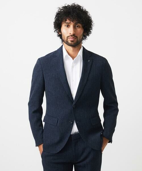 MICHEL KLEIN HOMME/ミッシェルクランオム メッシュ調テーラードジャケット セットアップ ネイビー(57) M MICHEL KLEIN HOMME/ミッシェルクランオム メッシュ調テーラードジャケット セットアップ ネイビー(57) M