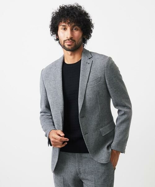 MICHEL KLEIN HOMME/ミッシェルクランオム メッシュ調テーラードジャケット セットアップ ダークグレー(93) L MICHEL KLEIN HOMME/ミッシェルクランオム メッシュ調テーラードジャケット セットアップ ダークグレー(93) L