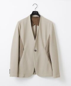 MICHEL KLEIN HOMME / ミッシェルクランオム ノーカラージャケット | 【セットアップ】ダブルフェイスノーカラージャケット