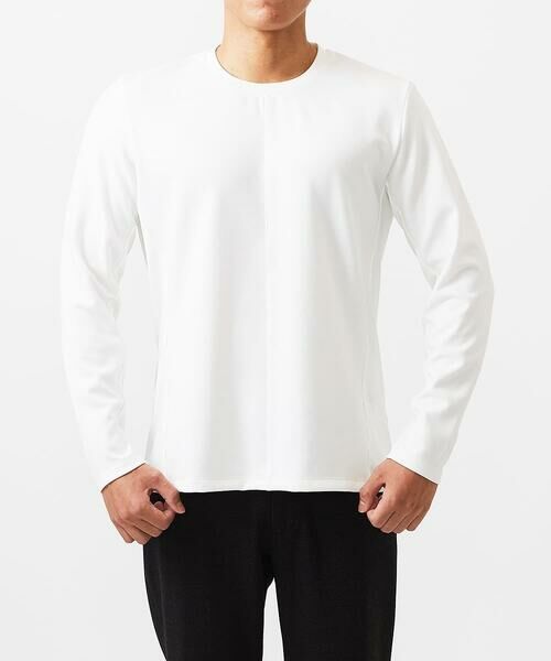 MICHEL KLEIN HOMME/ミッシェルクランオム 【BODY MAKE】ダブルフェイスクルーネック長袖カットソー ホワイト M MICHEL KLEIN HOMME/ミッシェルクランオム 【BODY MAKE】ダブルフェイスクルーネック長袖カットソー ホワイト M