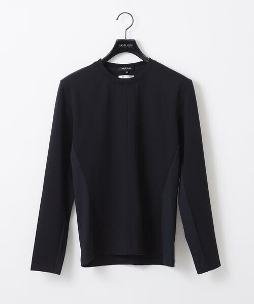 MICHEL KLEIN HOMME/ミッシェルクランオム 【BODY MAKE】ダブルフェイスクルーネック長袖カットソー ブラック M MICHEL KLEIN HOMME/ミッシェルクランオム 【BODY MAKE】ダブルフェイスクルーネック長袖カットソー ブラック M