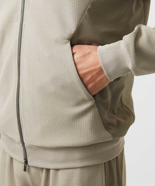 トップス MICHEL KLEIN strip double zip hoodie 46 セール】 【セットアップ】ダブルフェイスZIPパーカー
