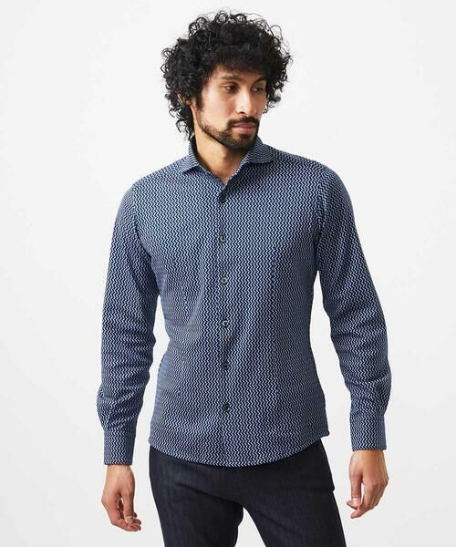 MICHEL KLEIN HOMME/ミッシェルクランオム 《日本製》ストレッチラッセル長袖シャツ ブラック S MICHEL KLEIN HOMME/ミッシェルクランオム 《日本製》ストレッチラッセル長袖シャツ ブラック S