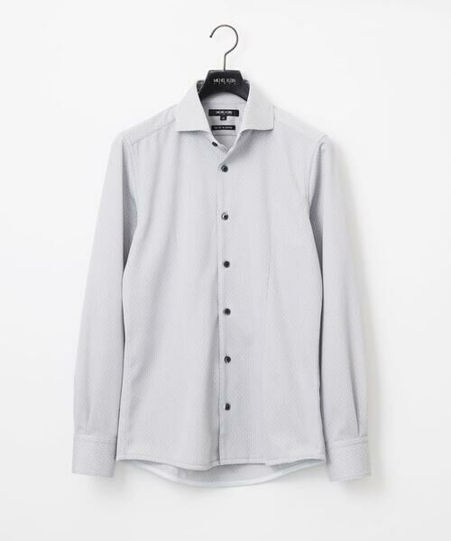 MICHEL KLEIN HOMME/ミッシェルクランオム 《日本製》ジャガード柄長袖シャツ ライトグレー 48 MICHEL KLEIN HOMME/ミッシェルクランオム 《日本製》ジャガード柄長袖シャツ ライトグレー 48