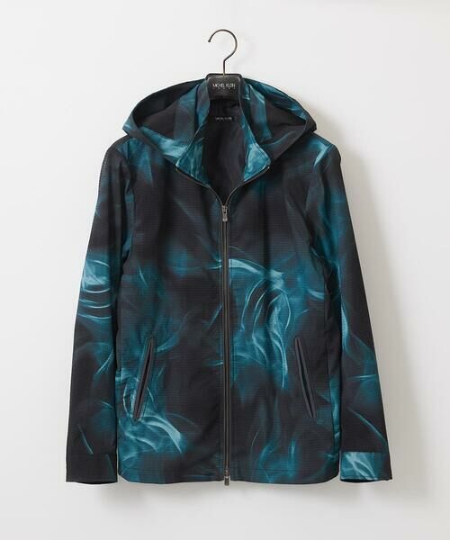 MICHEL KLEIN HOMME/ミッシェルクランオム スモーク柄メッシュパーカーブルゾン ブラック M MICHEL KLEIN HOMME/ミッシェルクランオム スモーク柄メッシュパーカーブルゾン ブラック M