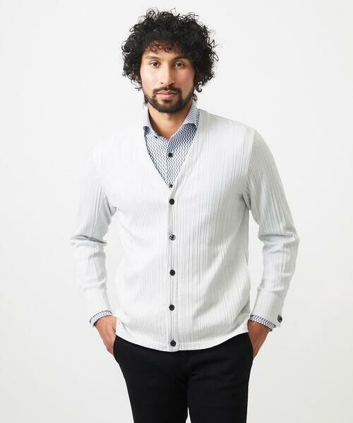MICHEL KLEIN HOMME/ミッシェルクランオム 【WEB限定】プリーツYカーディガン ライトグレー 48 MICHEL KLEIN HOMME/ミッシェルクランオム 【WEB限定】プリーツYカーディガン ライトグレー 48