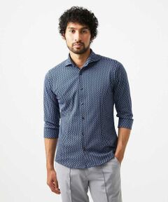 MICHEL KLEIN HOMME / ミッシェルクランオム シャツ・ブラウス | 《日本製》ストレッチラッセル七分袖シャツ