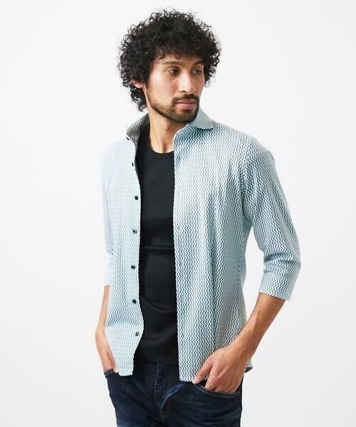 MICHEL KLEIN HOMME / ミッシェルクランオム シャツ・ブラウス | 《日本製》ストレッチラッセル七分袖シャツ | 詳細1