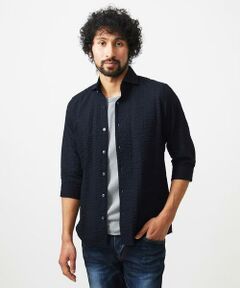 MICHEL KLEIN HOMME / ミッシェルクランオム シャツ・ブラウス | リップルストライプ七分袖シャツ