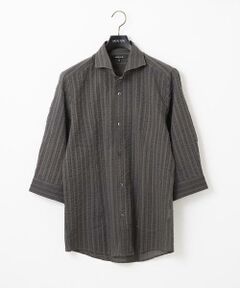 MICHEL KLEIN HOMME / ミッシェルクランオム シャツ・ブラウス | リップルストライプ七分袖シャツ