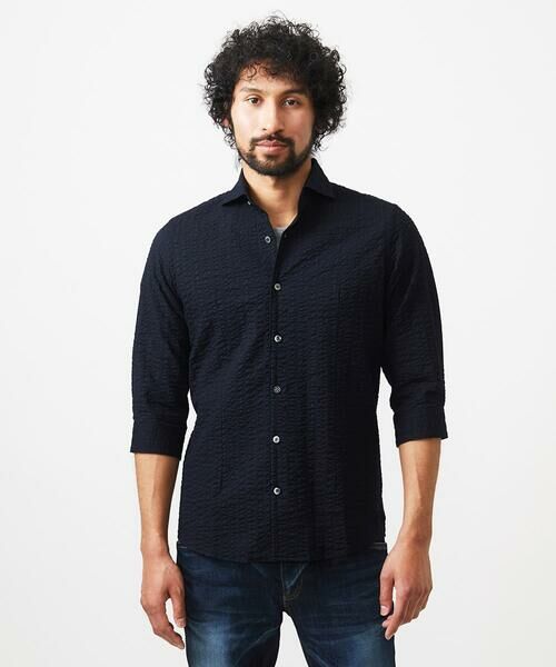 MICHEL KLEIN HOMME / ミッシェルクランオム シャツ・ブラウス | リップルストライプ七分袖シャツ | 詳細3