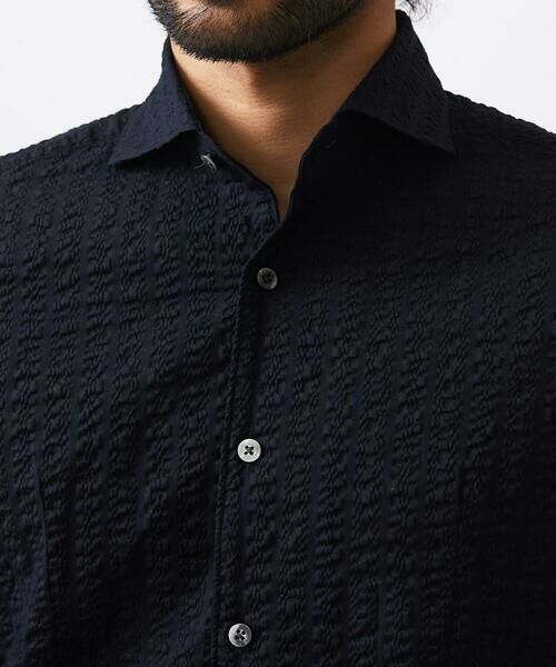 MICHEL KLEIN HOMME / ミッシェルクランオム シャツ・ブラウス | リップルストライプ七分袖シャツ | 詳細7