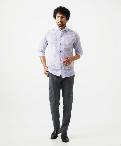 MICHEL KLEIN HOMME / ミッシェルクランオム シャツ・ブラウス | リップルストライプ七分袖シャツ | 詳細11