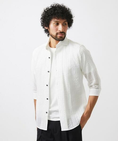 MICHEL KLEIN HOMME / ミッシェルクランオム シャツ・ブラウス | リップルストライプ七分袖シャツ | 詳細15