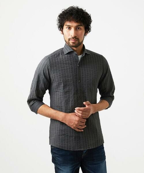 MICHEL KLEIN HOMME / ミッシェルクランオム シャツ・ブラウス | リップルストライプ七分袖シャツ | 詳細20