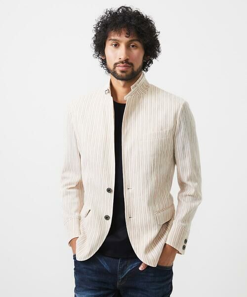 MICHEL KLEIN HOMME / ミッシェルクランオム テーラードジャケット | ストライプ柄コンバーチブルジャケット | 詳細1