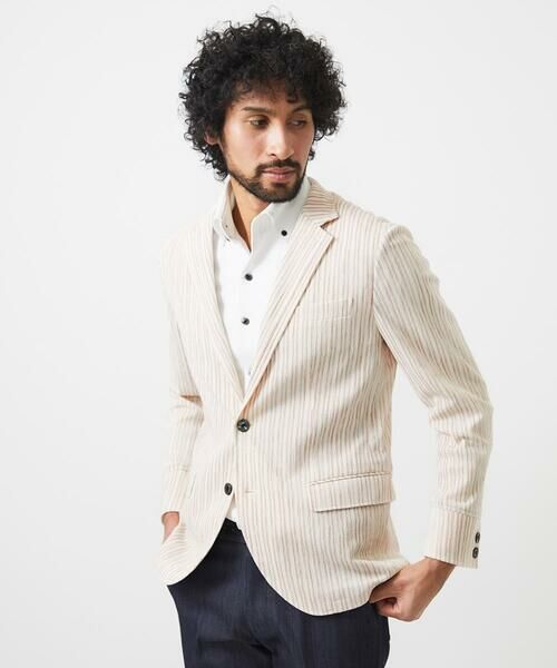 MICHEL KLEIN HOMME / ミッシェルクランオム テーラードジャケット | ストライプ柄コンバーチブルジャケット | 詳細3