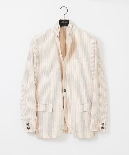 MICHEL KLEIN HOMME/ミッシェルクランオム ストライプ柄コンバーチブルジャケット レッド 46 MICHEL KLEIN HOMME/ミッシェルクランオム ストライプ柄コンバーチブルジャケット レッド 46