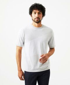 MICHEL KLEIN HOMME / ミッシェルクランオム ニット・セーター | ダイアゴナル柄クルーネック半袖ニット