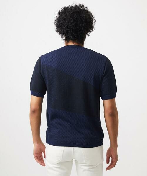 MICHEL KLEIN HOMME / ミッシェルクランオム ニット・セーター | ダイアゴナル柄クルーネック半袖ニット | 詳細4
