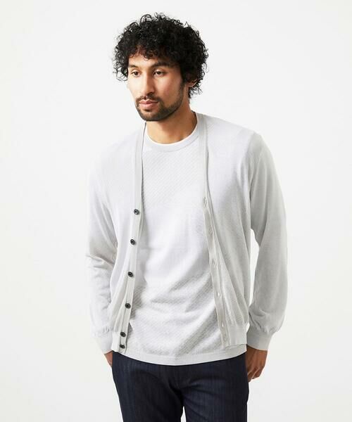 MICHEL KLEIN HOMME / ミッシェルクランオム ニット・セーター | ダイアゴナル柄クルーネック半袖ニット | 詳細10