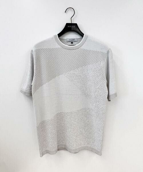 MICHEL KLEIN HOMME / ミッシェルクランオム ニット・セーター | ダイアゴナル柄クルーネック半袖ニット | 詳細12