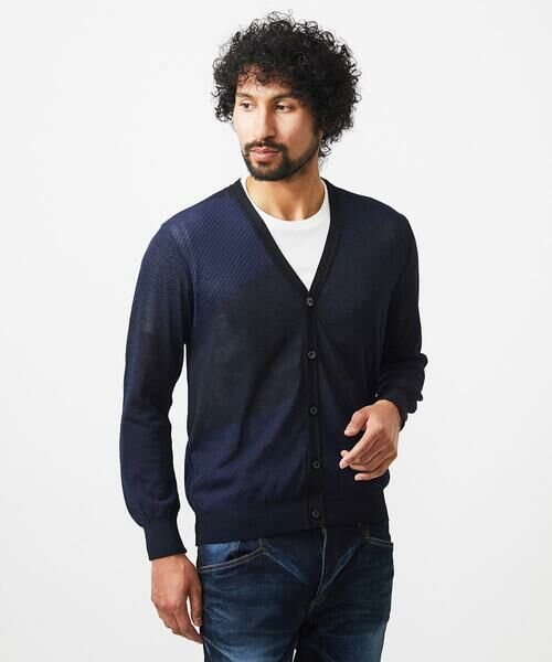 MICHEL KLEIN HOMME / ミッシェルクランオム カーディガン・ボレロ | ダイアゴナル柄ニットカーディガン | 詳細1