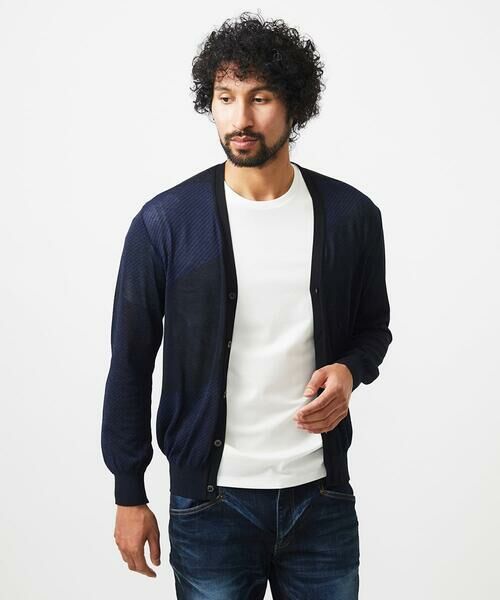 MICHEL KLEIN HOMME / ミッシェルクランオム カーディガン・ボレロ | ダイアゴナル柄ニットカーディガン | 詳細2