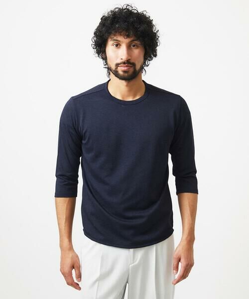 MICHEL KLEIN HOMME/ミッシェルクランオム 七分袖カットソー ネイビー 48 MICHEL KLEIN HOMME/ミッシェルクランオム 七分袖カットソー ネイビー 48
