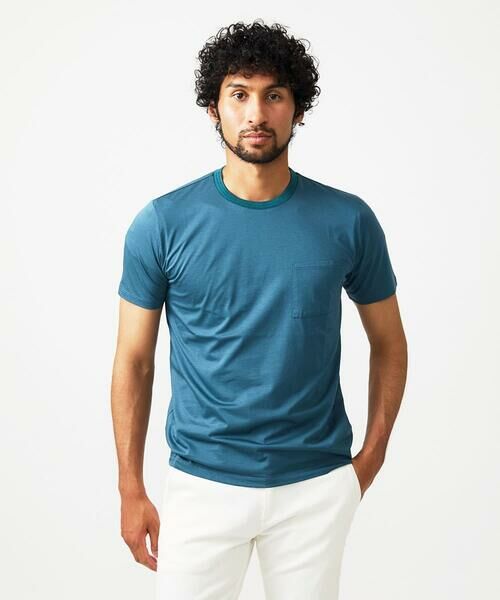 MICHEL KLEIN HOMME / ミッシェルクランオム カットソー | ニット衿クルーネックカットソー(グリーン)