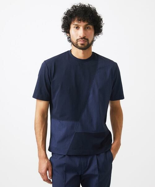 MICHEL KLEIN HOMME / ミッシェルクランオム カットソー | 【セットアップ】切り替えクルーネック半袖カットソー | 詳細1