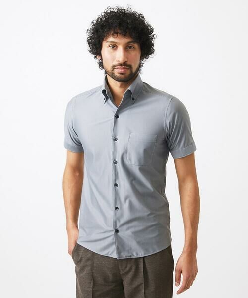 MICHEL KLEIN HOMME / ミッシェルクランオム シャツ・ブラウス | 《日本製》半袖シャツ(グレー)