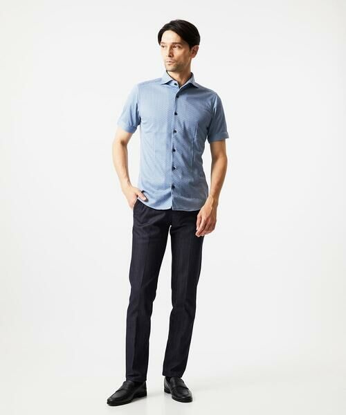 MICHEL KLEIN HOMME / ミッシェルクランオム シャツ・ブラウス | 《日本製》ジャガード半袖シャツ | 詳細1