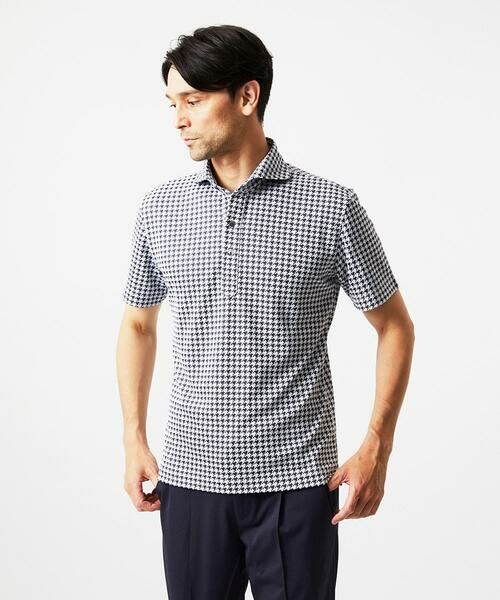 MICHEL KLEIN HOMME / ミッシェルクランオム カットソー | 千鳥柄ジャガード半袖ポロシャツ | 詳細9