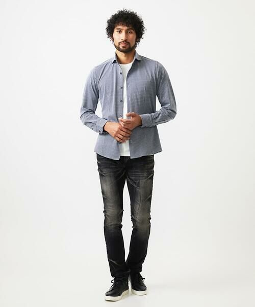 MICHEL KLEIN HOMME / ミッシェルクランオム シャツ・ブラウス | 千鳥柄サッカー長袖シャツ | 詳細1