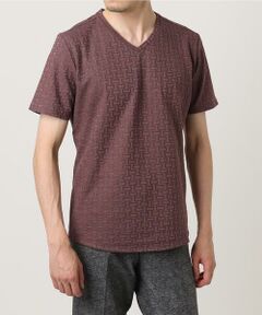 MICHEL KLEIN HOMME / ミッシェルクランオム カットソー | 《日本製》レンガ柄Vネック半袖カットソー