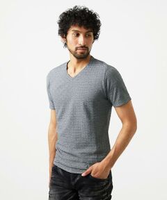 MICHEL KLEIN HOMME / ミッシェルクランオム カットソー | 《日本製》レンガ柄Vネック半袖カットソー