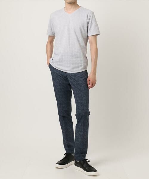 MICHEL KLEIN HOMME / ミッシェルクランオム カットソー | 《日本製》レンガ柄Vネック半袖カットソー | 詳細3