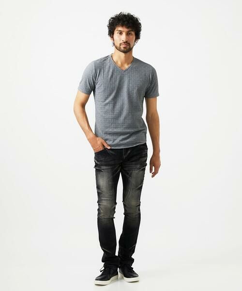 MICHEL KLEIN HOMME / ミッシェルクランオム カットソー | 《日本製》レンガ柄Vネック半袖カットソー | 詳細5