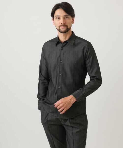 MICHEL KLEIN HOMME/ミッシェルクランオム 【セットアップ】デニム調長袖シャツ ブラック 46 MICHEL KLEIN HOMME/ミッシェルクランオム 【セットアップ】デニム調長袖シャツ ブラック 46